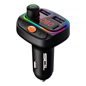 Автомобильный FM-трансмиттер C15 Bluetooth (черный) LED
