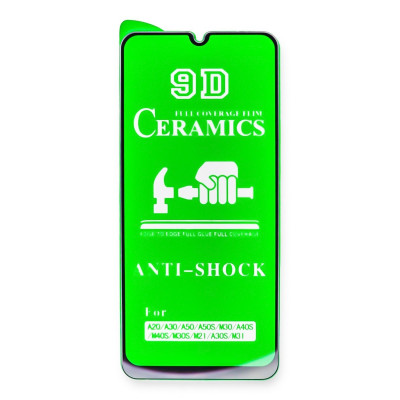 Защитное стекло Ceramics Samsung A12/A02/A02S (черный) 9D тех.упаковка