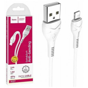 Кабель USB - Эпл 8 pin HOCO X37 Cool power, 1.0м, круглый, 2.4A, силикон, цвет: белый