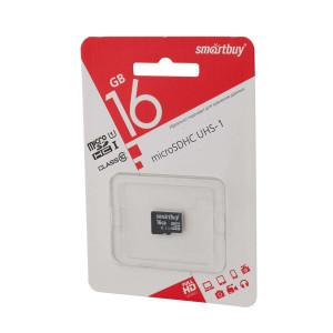 Карта памяти MicroSD  16GB  Smart Buy Class 10 UHS-I без адаптера