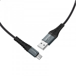 Кабель USB - Type-C HOCO X38 Cool,  круглый, 3A, нейлон, цвет: черный