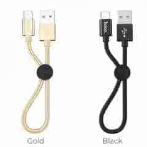 Кабель USB - Type-C HOCO X35 Premium, 0.25м, круглый, 2.4A, ткань, цвет: чёрный