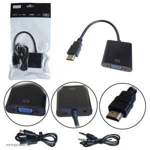 Адаптер HDMI in VGA + AUX (black)