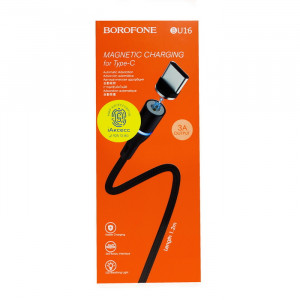 Кабель USB-Lightning Borofone BU16, магнитный, черный, 1м