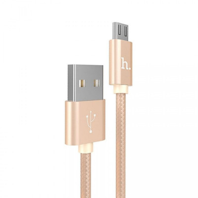 Кабель USB - микро USB HOCO X2, 1.0м, круглый, 2.1A, ткань, в переплёте, цвет: золотой