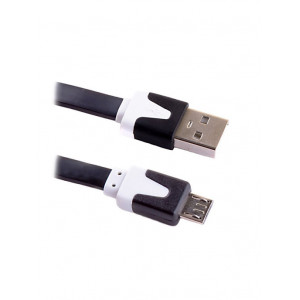 Кабель BLAST BMC-130, USB 2.0 - Micro USB, черный, плоский, 3 м