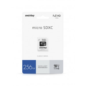 Карта памяти MicroSDXC  256GB  Smart Buy Class 10 UHS-I + SD адаптер