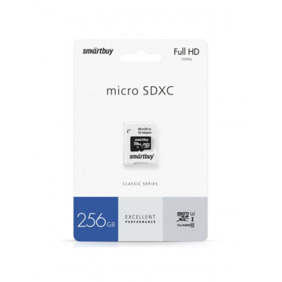 Карта памяти MicroSDXC  256GB  Smart Buy Class 10 UHS-I + SD адаптер