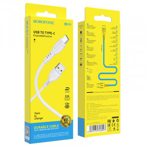 USB-кабель BOROFONE BX51 AM-Type-C  1 метр, 3А, пластик, белый
