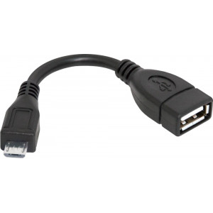 Кабель-переходник DEFENDER USB OTG microUSB(M)-USB(F), черный, 8см