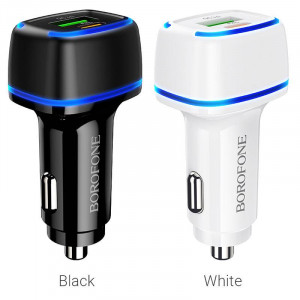 Блок питания автомобильный 1 USB Borofone, BZ14A , Mercury, 3.0A, пластик, цвет: черный