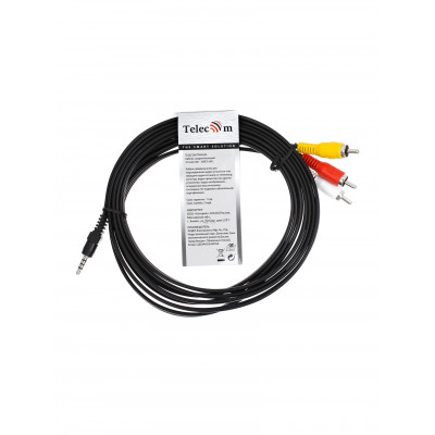 Кабель соединительный TELECOM 3.5 Jack (M) / 3 RCA (M), 5 м.