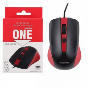 Мышь Smart Buy ONE 352, красная/черная, проводная