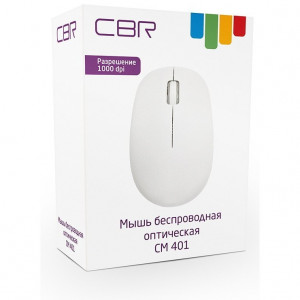 Мышь беспроводная CBR CM 401c White, оптическая, 2,4 ГГц, 1000 dpi, 3 кн., ABS-пластик, белый