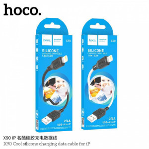 Кабель USB - 8 pin HOCO X90 Cool, 1.0м, 2.4A, цвет: белый
