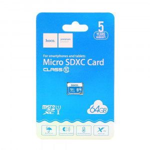 Карта памяти MicroSD 64 gb Hoco Class 10, UHS-I U3 без адаптера