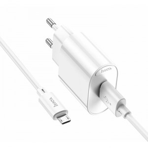 СЗУ Hoco C109A, 1USB, QC3.0, 18Вт + кабель MicroUSB, 1м (white)