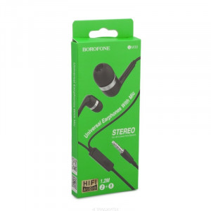 Стереогарнитура Borofone BM39 Refined chant universal earphones with mic (black)