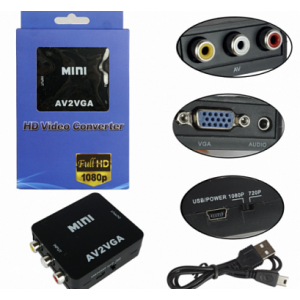 Адаптер Mini AV2VGA 1080p Converter to 3 rca (black)
